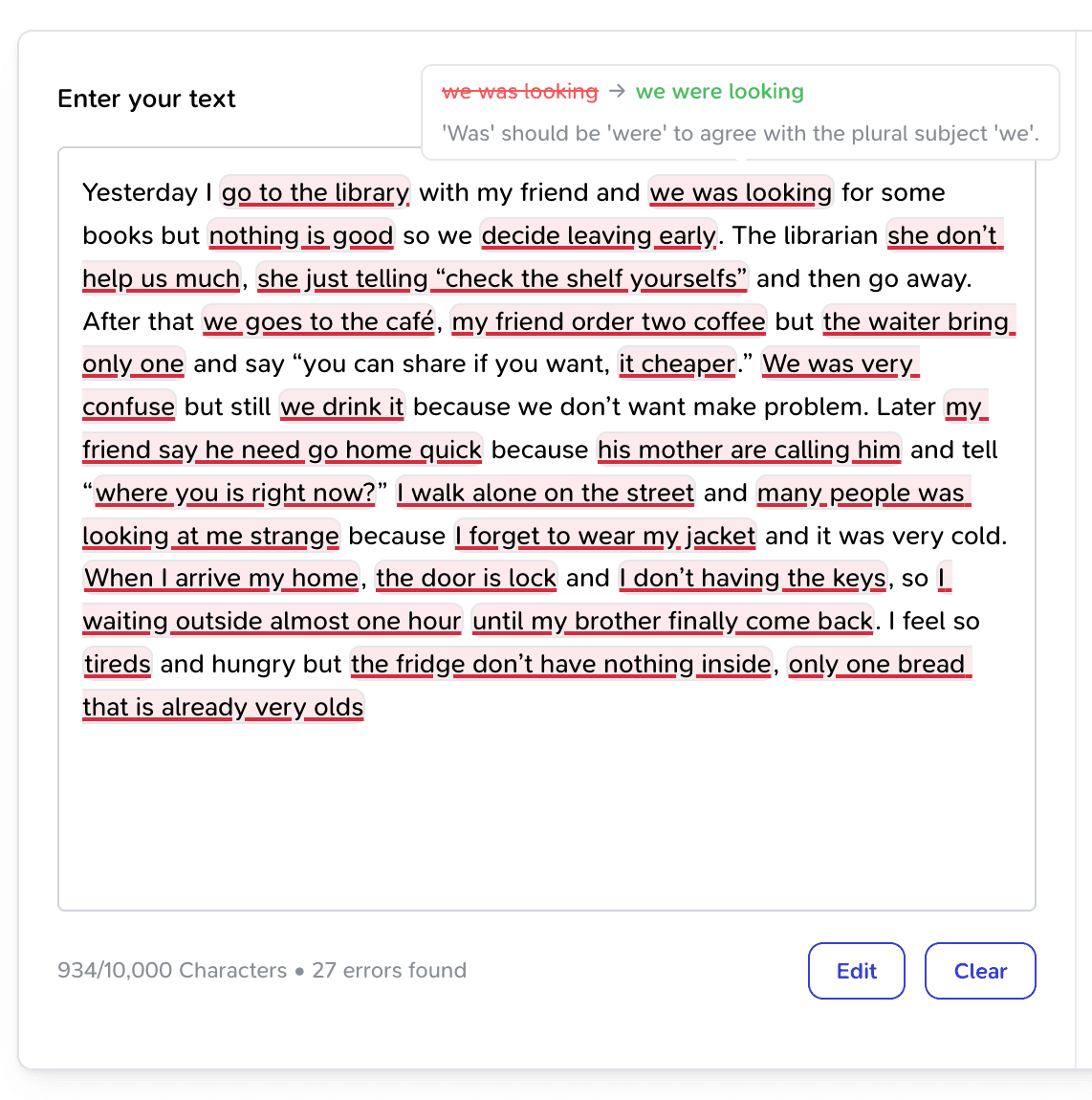 Grammar Checker Interface